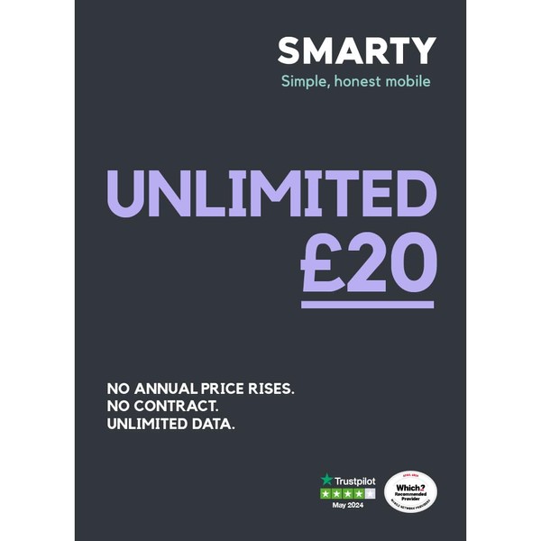 SMARTY SIM from only £6 for 4GB to £15 for