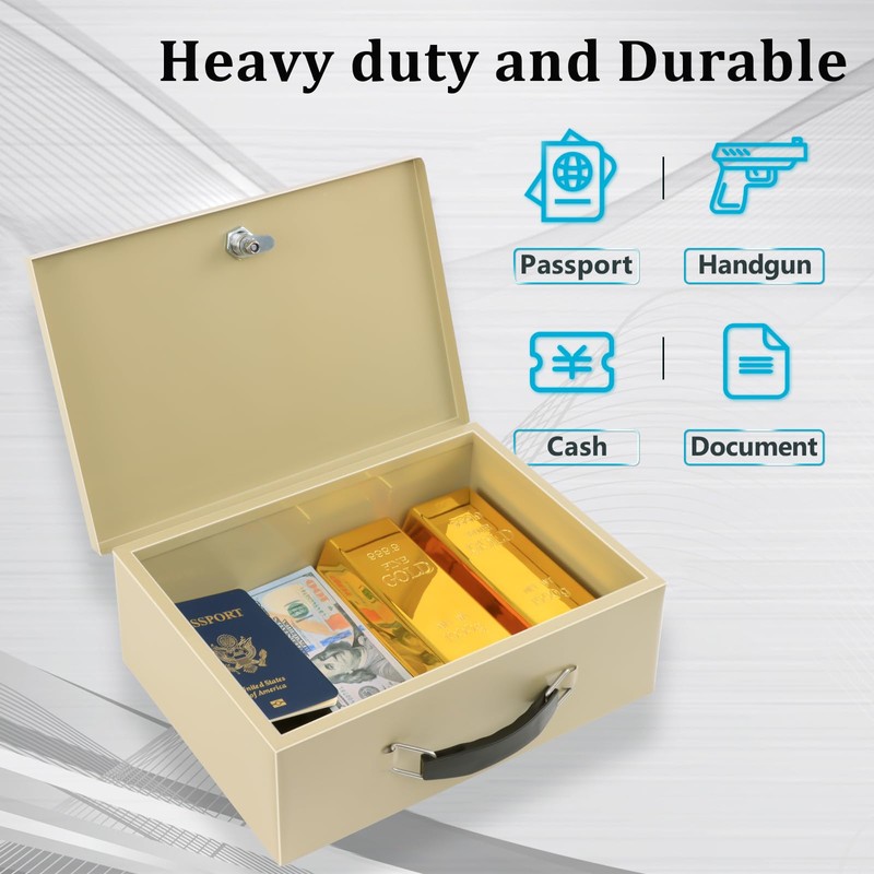 Dalmbox Portable Fire Safe Box with Key Lock, 13.2”x 11”x
