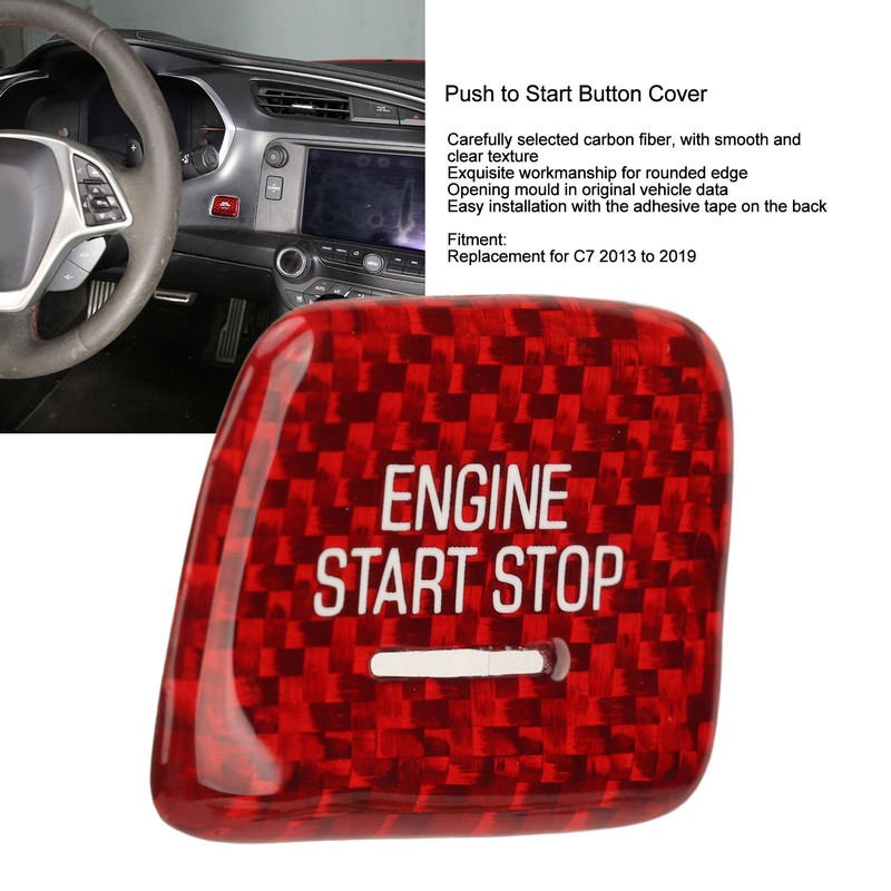 Engine Push to Start Button Cover Carbon Fiber Start Switch