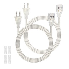 Zlierop 4ft Clear Extension Cord 2 Pack, UL/ETL Certified 2 Prong Short Extension Cords, Polarized Male to Female Clear Extension Cord Indoor Thin, Thin Extension Cords for Home, Office, Holiday Decor