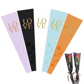 WRBAJIS 50Pcs Mothers Day Flower Wrapping Bags Clear Single Flower Sleeves Packaging Bags Waterproof Floral Wrapping Paper for Bouquets Mother's Day Graduation Wedding Birthday Party Supplies