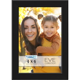 Icona Bay 4x6 Black Picture Frame, Modern Double-Beveled Frame, Tabletop or Wall Mount, Eve Collection