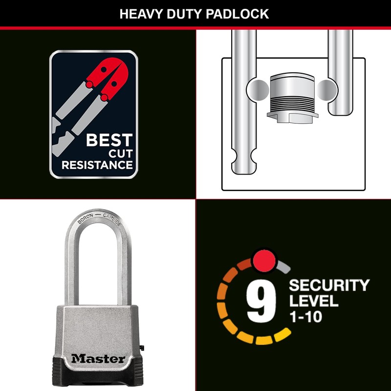 MASTER LOCK Heavy Duty Padlock, Security Level 9/10, Outdoor, Keyed