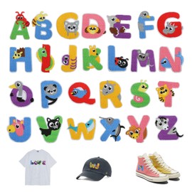 26 Pieces Alphabet AZWOOD Embroidered Patches Iron On Patches A-Z Bright Colors Decorative Craft Patches for Sewing on Clothes, Dress, Hat, Jeans, Backpacks, DIY Accessories