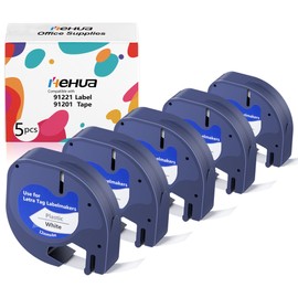 5 x hehua 91221 Compatible with Dymo LetraTag Label Tape 12 mm x 4 m Tapes 91221 91201 S0721610 for Letratag xr Label Tape LT100H LT110T LT100T QX50 XR XM 2000 Plus 200B