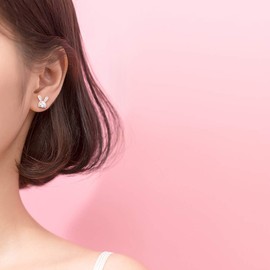 CZ Cute Rabbit Small Stud Earrings S925 Sterling Silver for Women Teen Girls Dainty Crystal Diamond Lovely Bunny Pet Animal Cartilage Earring Ear Pierced Studs Chic Jewelry Birthday Gifts
