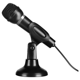 Speedlink Capo Desktop and Handheld Microphone ,perfect for voice and vocal recordings, stand included, noise suppressing, 3.5mm connector,SL-8703-SBK, Black