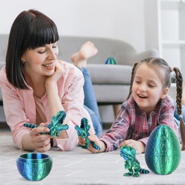 ISFOFO 3D Printed Dragon Kids Dinosaur Toys, Articulated Dragon, Crystal Dragon, Dragon Fidget Toy, Home Office Decor Executive Desk Toy Blue - Green