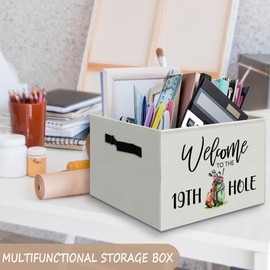 JUIOEIU Funny Golf Sports Foldable Storage Bins Box with Handles, Golf Lover Gifts, Welcome to the 19th Hole Sports Collapsible Organizer Basket for Bedroom Home Bar Bathroom Clothes Toys Books