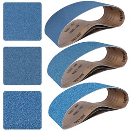 Aolabela 6x48 Inch Sanding Belts 9 Pcs 3 Grits Sizes (3 Each of 80/120/150 Grits) Heavy Duty Belt Sander Zirconia Belt Sander Paper for Wood, Metal, Stainless Steel, Cars, and Furniture