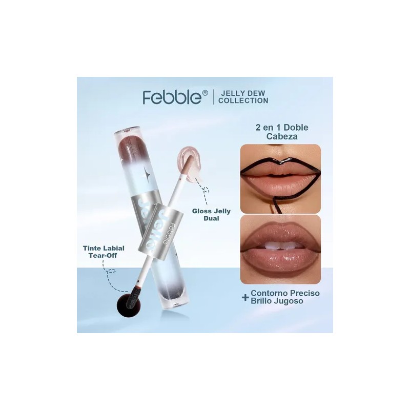 Febble Labial Dual Tinta Peel Off Y Gloss Cristalino 2en1