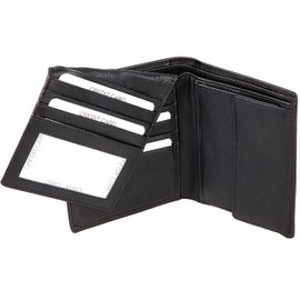 Hans Kniebes Men's Leather Wallet in Portrait Format with 11 Card Slots Wallet with RFID Protection Nappa Leather Wallet Compact Wallet, black, Classic