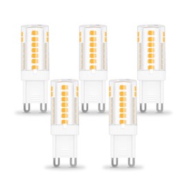 ZHENMING 3.5W G9 LED Bulb Dimmable 40W Halogen Equivalent, Warm White 3000K 460LM 120V G9 Bi Pin Base Light Bulbs for Chandelier Lighting, 5 Pack