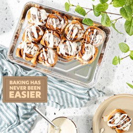 PLASTICPRO Aluminum Pans 5 Pack Disposable Cookie Sheets 9'' x 13'' Baking Pans Premium Quality Heavy Duty Cookie Sheet Pans