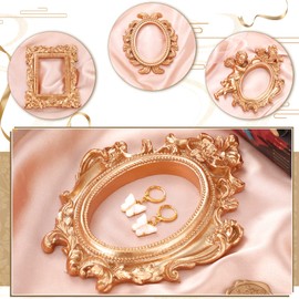 Yulejo 10 Pcs Vintage Resin Picture Frame Antique Vintage Collage Photo Frame Mini Oval Rectangle Wall Hanging Frames for DIY Jewelry Display Home Decor, Without Glass or Backing (Gold)