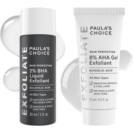 Paula's Choice-SKIN PERFECTING 8% AHA Gel Exfoliant & 2% BHA Liquid Travel Duo-Facial Exfoliants for Blackheads Enlarged Pores Wrinkles and Fine Lines