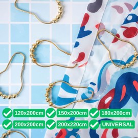 Shower Curtain Rings, 24 Pack, in Gold-Colour, Inner Diameter 2.7 x 1.5", for Shower Curtain Rods, sturdy metal shower rings, with Rolls to slide, hooks for shower curtains, shower curtain hooks