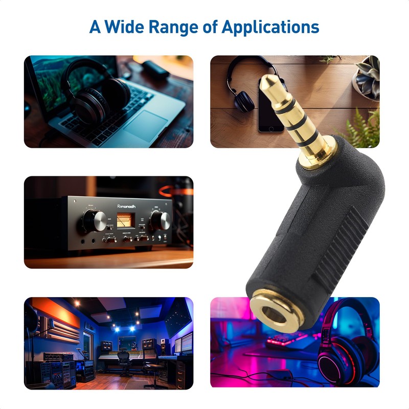 Cable Matters 2-Pack Right Angle 3.5mm Adapter in Black (Mini