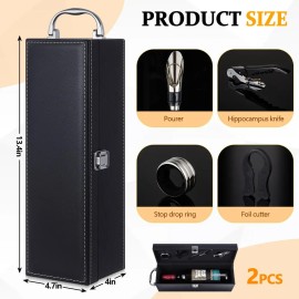 Aceorbit Juego De 2 Cajas De Regalo De Vino De Piel Negro