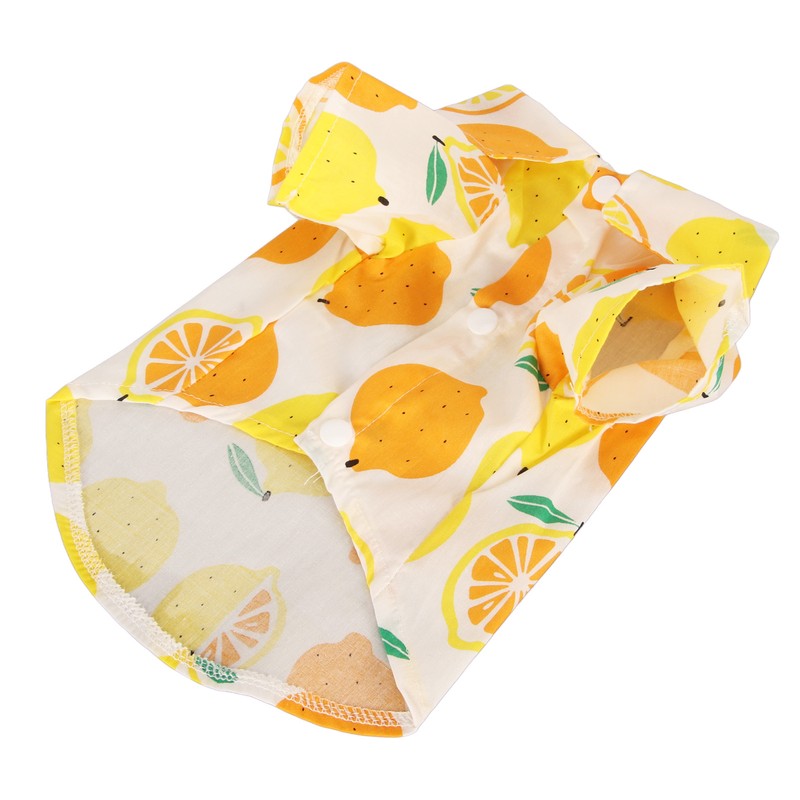 Dog Summer Shirts Lemon Print Breathable Cool Hawaiian Dog Shirts