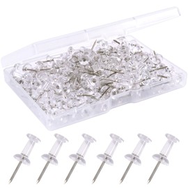 Redamancy Pack of 120 Push Pins Push Pins Transparent Push Pins Push Pins Pin Board Pins in Storage Box Clear Drawing Pins for Cork Board, Map, Photos, Home, Broo, Crafts