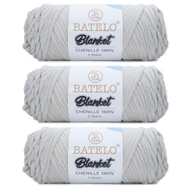 BATELO 3 Skein Blanket Chenille Yarn Soft Plush Yarn for Crocheting & Knitting - 100% Polyester - 6 Super Bulky - 7.04oz/109yd - Gray