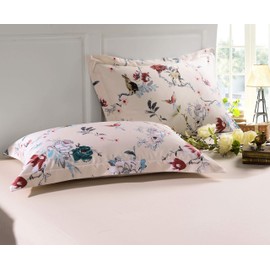 Softta Shabby Floral Vine Flower and Animals, Deers, Birdsï¼Rabbit Pattern Design Bedding Set King Size 3Pc(1 Duvet Cover +2 Pillowcase/Cover) 60% Bamboo Fiber + 40% Egyptian Cotton Small Fresh