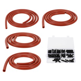 TUCKBOLD Silikon-Vakuumschlauch 130PSI Maximaldruck Rotes Automobil-Vakuumschlauch-Set mit Vakuumanschluss 1 Satz 3,3 Ft 4/6/8/12mm ID 2,5mm Dicke