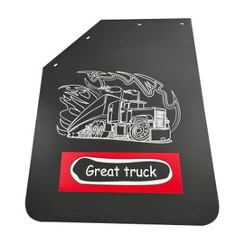 IBESTWOLF 2PCS 24''x30'' Universal Heavy Duty Polymer Mudflaps, Black Angled 1/5'' Thickness Splash Guard Mudflap for Semi Trucks Tractor Trailer (Great Truck Pattern)
