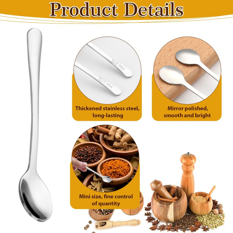 Pack of 10 Small Spoons for Spice Jars, 7.4 x