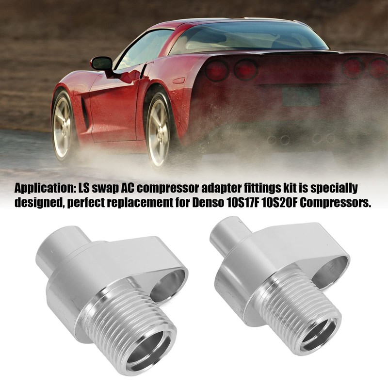 LS Swap AC Compressor Adapter Aluminum Fittings Kit, 8AN/10AN Connector