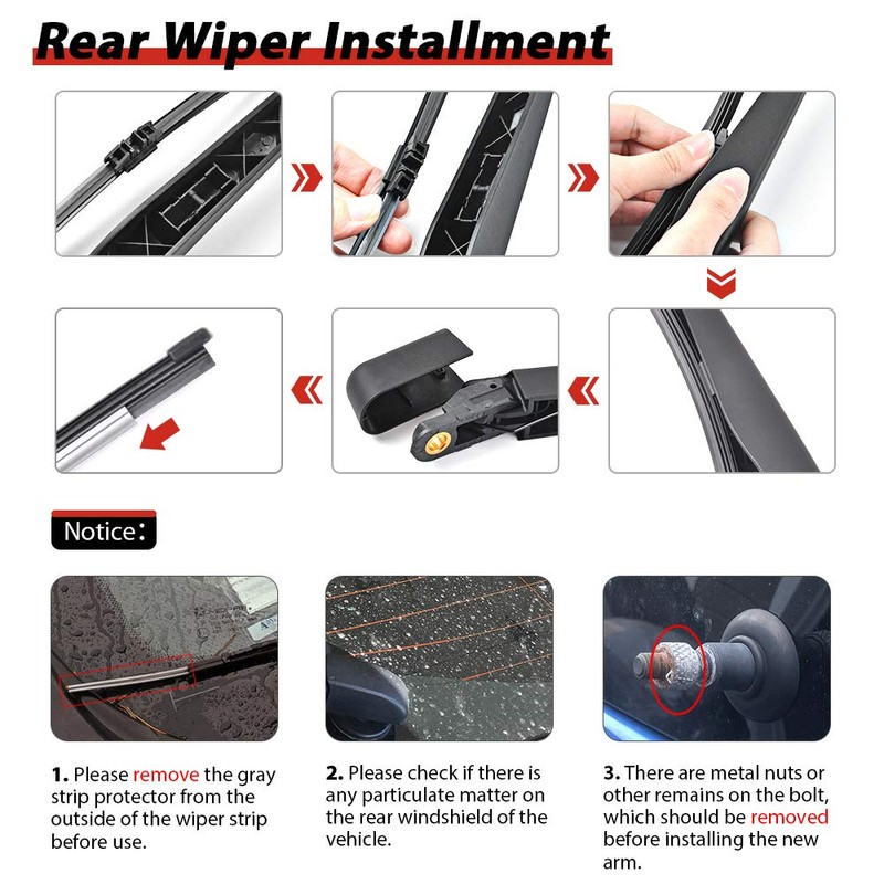 Replacement for Ford Explorer 2011-2023, Rear Windshield Wiper Arm Blade