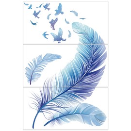 OLYCRAFT 3pcs/Set Feather Rub on Transfers for Furniture and Crafts 30x15cm Bird Decor Transfer Stickers Feather Rub on Decals for Wood Furniture Scrapbooking Home Decorations