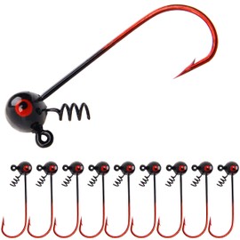 Shakyhead Jig Hooks Fishing Lures -15Pcs Jump Football Jig Head Worm Lure Fishing Jig Hooks with Screw Lock Barbed Hooks for Bass 1/4oz 1/8oz 1/16oz
