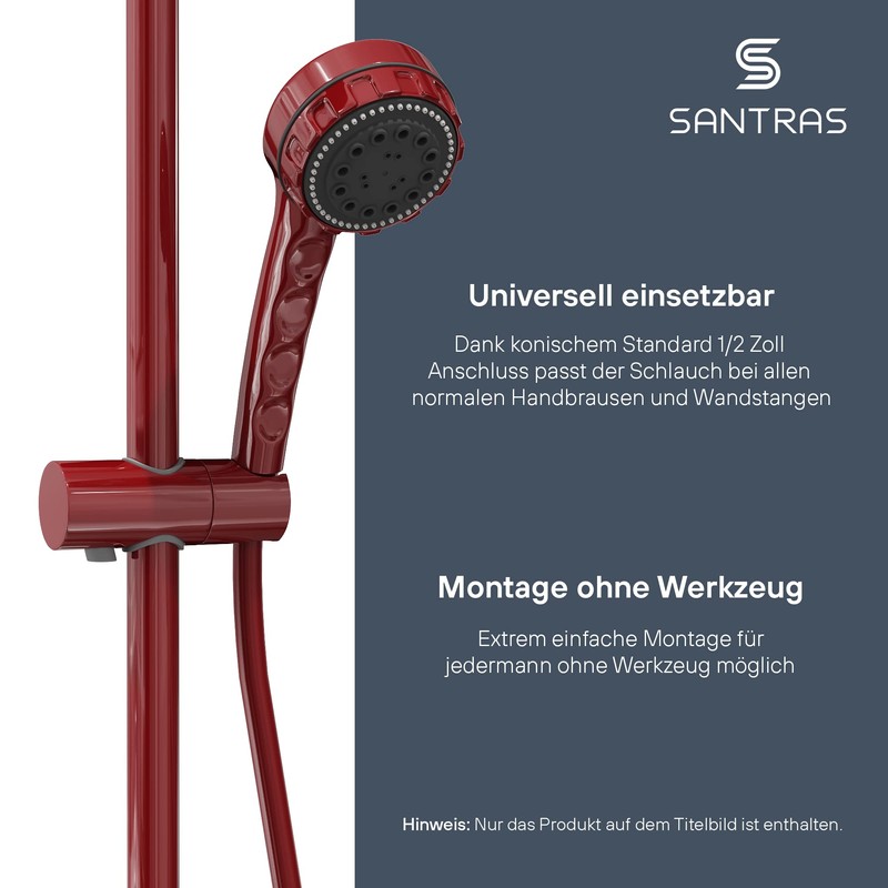SANTRAS® Premium Shower Hose Red 1.50 m with Flow Limiter