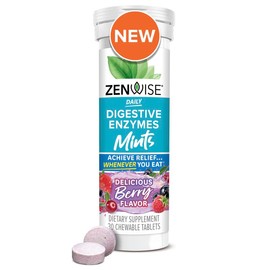 Zenwise Daily Digestive Mints – Berry-Flavored Chewable Supplement for Digestive Support, Gut Comfort & Bloating Relief, 30 Count Tablets