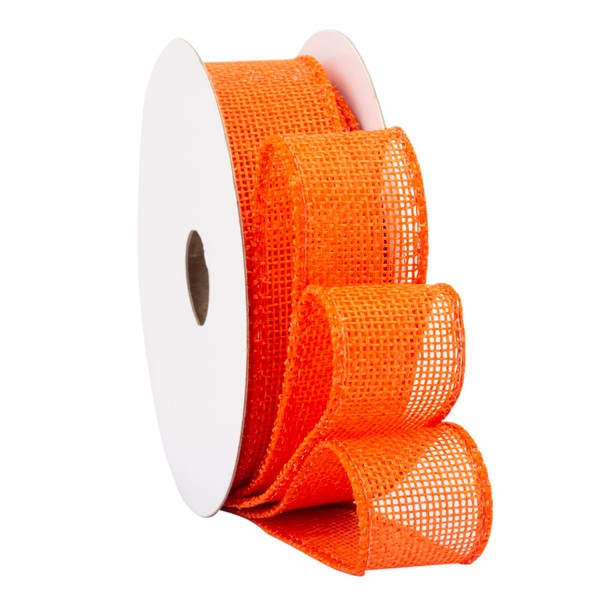 Fondersy 9-Meter Orange Burlap Ribbon Wired Burlap Ribbon - 25mm