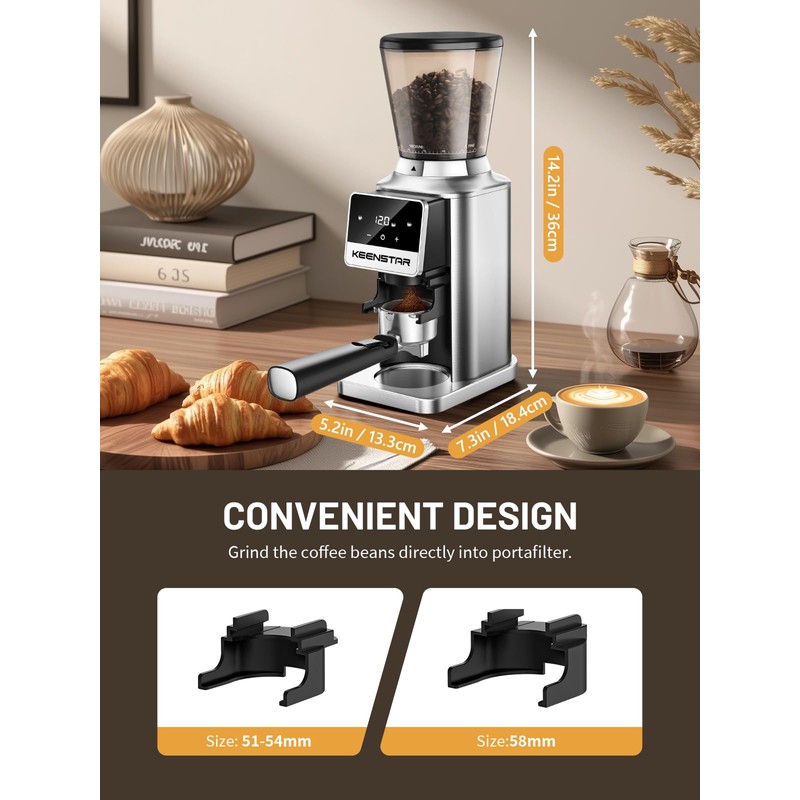 Keenstar Conical Burr Coffee Grinder, Coffee Bean Grinder with 34