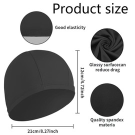 Elastic Swim Caps,Swimming Caps Bathing Caps Unisex Swim Caps for Boys Girls Kids Adults Women Men Nylon Cloth Swim Cap Unisex Comfortable Fabric Lightweight Bathing Swim Cap (Black, Navy Blue)