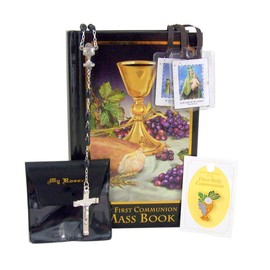 Autom First Communion Set for Boys with Mass Book, Rosary, Case, Lapel Pin, and Scapular