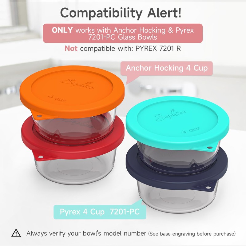 Sophico 4 Cup Round Silicone Storage Cover Lids Replacement for
