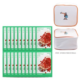 Innisfree Energy Mask Pomegranate 20 Sheets + Play Green Cosmetic Pouch (Yellow) / 이니스프리 에너지 마스크 석류 20매+플레이그린 화장품 파우치 (옐로우)