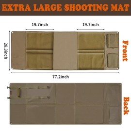 KANCOKIT Extra Large Shooting Mat, Thickened Cotton Roll Up Padding with 2 Zipper Pockets & Molle Webbings & Bipod Holder, Non-Slip Waterproof Foldable Pad Blanket for Long Range Shooting Hunting