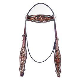 American Darling Western Horse Floral Genuine Leather Headstall | Leather Headstall | Leather Headstall | Tack for Horses