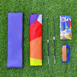 Mint's Colorful Life Delta Kite for Kids and Adults, Easy to Fly Beach Kite for Beginners, 300ft Kite Handle Included (Fly Rainbow)