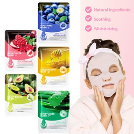 Kaely 10 Pack Variety Face Masks for Kids, Kids Face Mask Spa Day Kit Supplies, Spa Party Favors for Teens Girls Night, Sheet Facial Mask Skincare Gifts Set, Hydrating Soothe for All Skin Types, 04