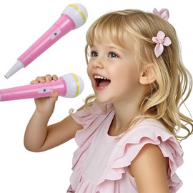 Nereds Karaoke Microphone Toys Pink Fake Microphones Simulation for Birthday Party Favors Pretend Play Costume Prop