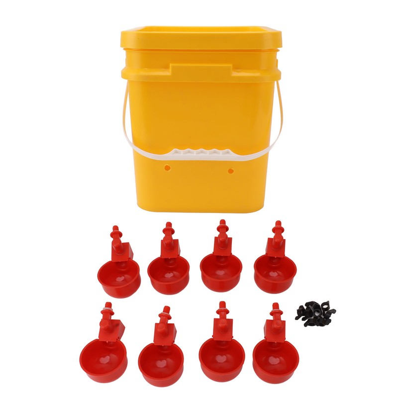 Automatic Chicken Waterer Cup with 12L Handheld Barrel Poultry Drinking
