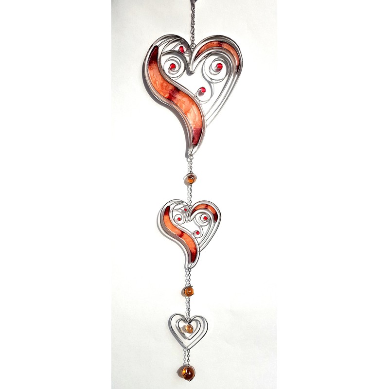 Formano Modern Decorative Hanging Triple Heart Hanging Window Decorative Tiffany