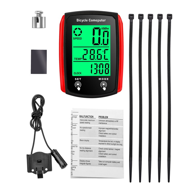 Wired Bike Computer 19 Functions Touch Bike Speedometer Odometer Waterproof